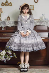 Purple Long Sleeves Ruffle Embroidery Bowknot Sweet Plus Size Elegant Lolita Dress